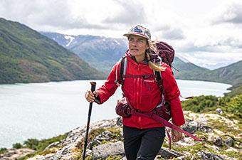 Norrøna Falketind Gore-Tex Paclite Jacket (up close hiking)