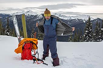 Outdoor Research Kulshan Storm Bibs (removing jacket in backcountry)