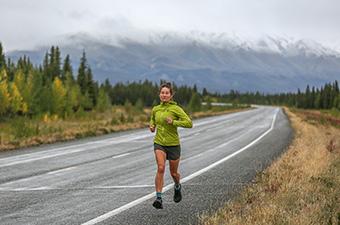 Running shoes (running on road in moody weather)