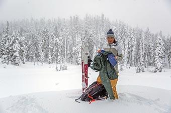 Ski gear (in backcountry with ski kit)