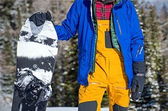 Snowboard Pants (standing with Flylow Baker Bib)