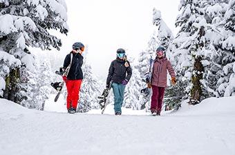 Snowboard gear (group shot in forest)