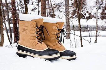 Winter Boots (Sorel Caribou in snow)