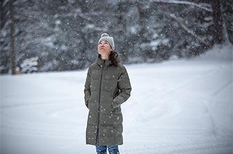 Women's Winter Jackets (wearing Patagonia Jackson Glacier in snow)