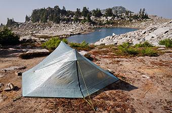 Zpacks Duplex Zip trekking-pole tent (pitched above lake)