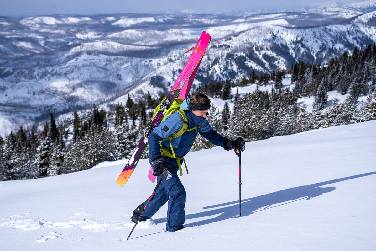 Ski backpack (carrying skis in A-frame configuration)